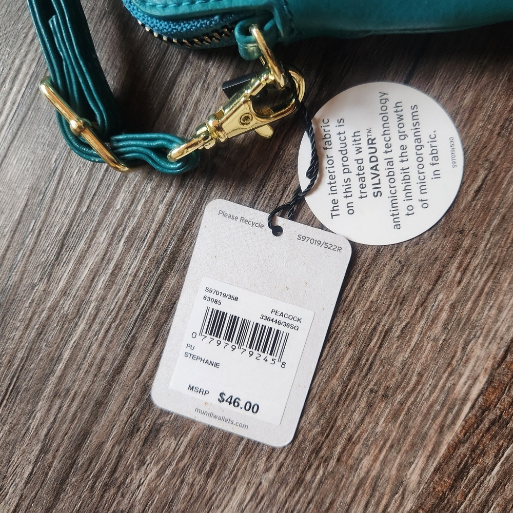 Mundi NWT Vegan Antimicrobial RFID Teal Purse - Picture 6 of 6